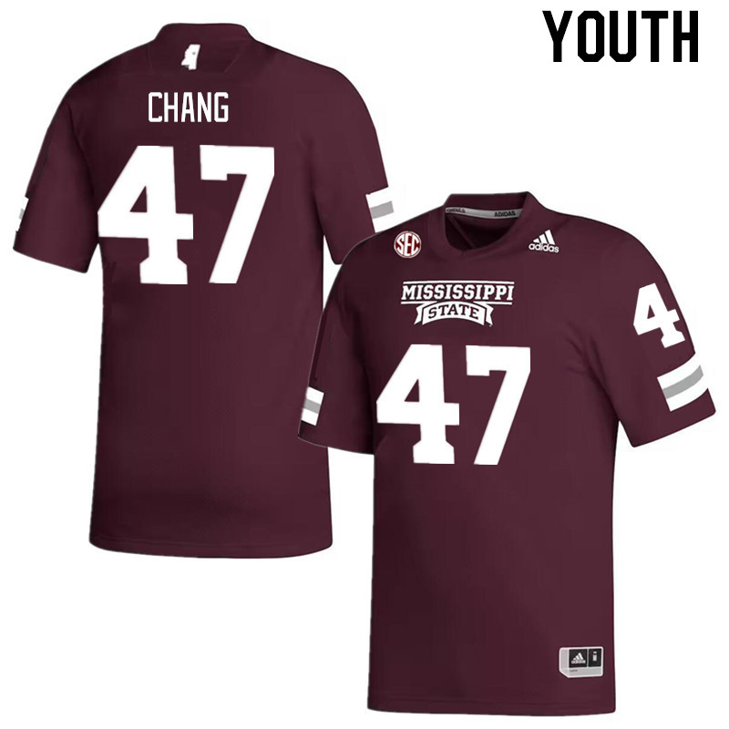 Youth #47 Ethan Chang Mississippi State Bulldogs College Football Jerseys Stitched Sale-Maroon - Click Image to Close